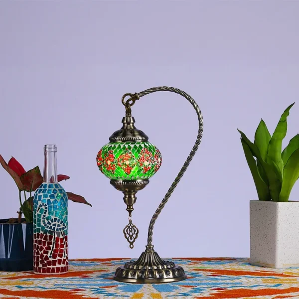 Vintage Handmade Mosaic Lampshade Turkish Moroccan Bohemian Style Table Lamp Lampara De Mesa - Image 4