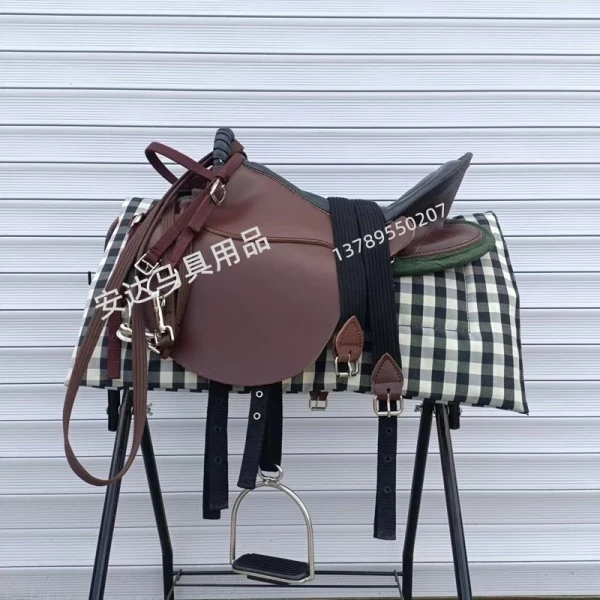 Saddle 、Horse Equipment Pure Cowhide Saddle Full Set Tourist Saddle Sports - Image 3