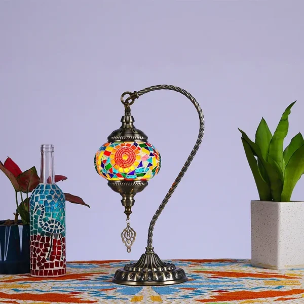 Vintage Handmade Mosaic Lampshade Turkish Moroccan Bohemian Style Table Lamp Lampara De Mesa - Image 8