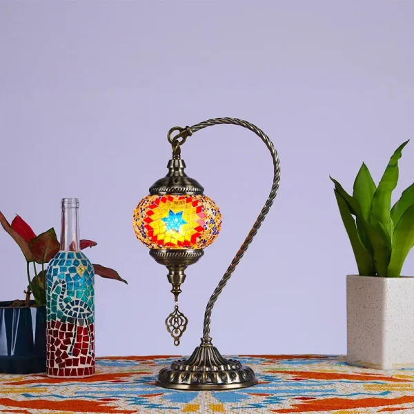 Vintage Handmade Mosaic Lampshade Turkish Moroccan Bohemian Style Table Lamp Lampara De Mesa - Image 11
