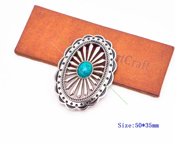 10pcs Big Southeast Indian Ethnic Flower Turquoise Concho For Horse saddles Handbag Leathercraft Belt Hardware Conchos Screwback - Image 3