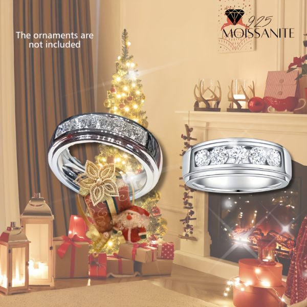 1 S925 silver 2 carat Moissanite ring,, luxurious simple fashion elegant, Men's gift, Women's gift, engagement ring, Casual Attire, holiday gift, for friends and family - Image 2