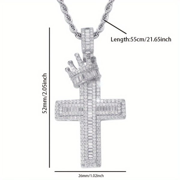 925 Silver Crown Cross With Full Zirconia [holiday Gift] Comes With Exquisite Packaging Box - Image 3