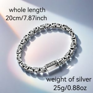 Men'S 925 Sterling Silver Bracelet, Cool and Handsome Style, Solid Silver Chain, 25g/0.88oz, for Boyfriend on Special Occasions