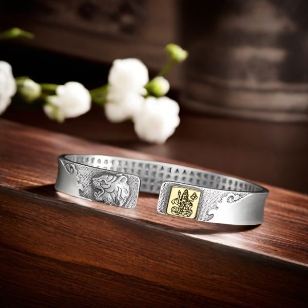 Foot Silvery S925 Bracelet Sterling Silvery Bracelet Men's Open Bracelet Can Be Freely Adjusted In Size to Give Boyfriend A Birthday Gift. Silvery Weighs 29 Grams/1.02 Ounces. - Image 5