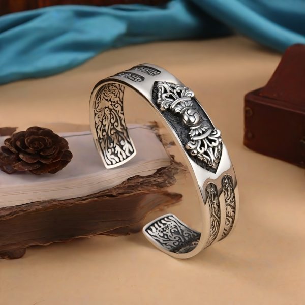 Funky Sterling Silver S925 Men'S Cuff Bracelet, Adjustable Open Bangle, No Plating - Gift for Boyfriend, Father'S Day Present, 52g/1.83oz - Image 4