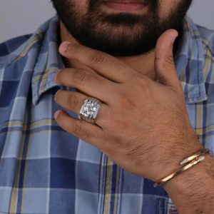 1pc S925 sterling silver set 3ct moissanite ring, unisex ring, silver weight: 10.1g | Gemstone Jewelry | Gifts for him | Gifts for her | Birthday | Weddings | Anniversary | Engagement | Street Hip Hop |