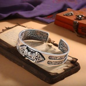 Funky Sterling Silver S925 Men'S Cuff Bracelet, Adjustable Open Bangle, No Plating - Gift for Boyfriend, Father'S Day Present, 52g/1.83oz