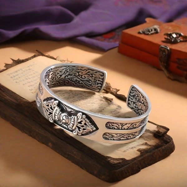 Funky Sterling Silver S925 Men'S Cuff Bracelet, Adjustable Open Bangle, No Plating - Gift for Boyfriend, Father'S Day Present, 52g/1.83oz
