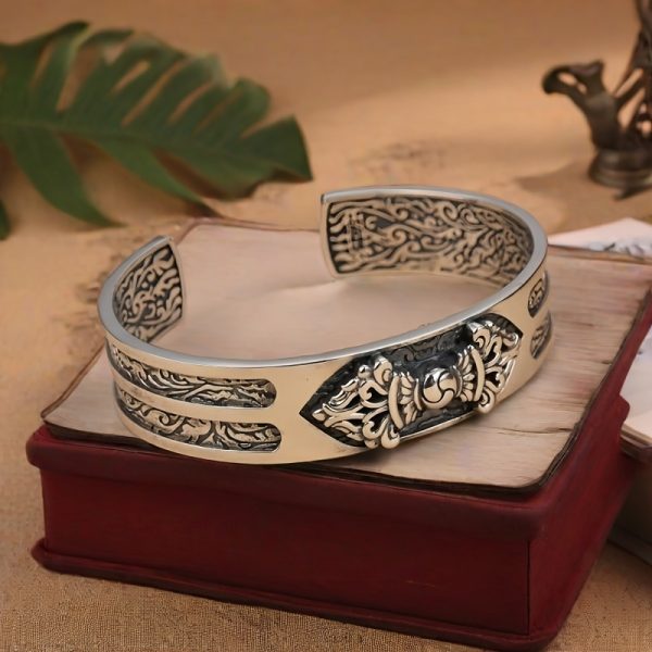 Funky Sterling Silver S925 Men'S Cuff Bracelet, Adjustable Open Bangle, No Plating - Gift for Boyfriend, Father'S Day Present, 52g/1.83oz - Image 9
