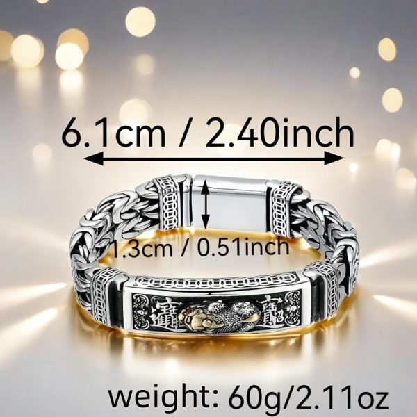 Foot Silvery S925 Bracelet Sterling Silvery Bracelet Men'S Bracelet Can Be Worn To Send A Boyfriend A Birthday Gift For Dad. Silvery Weighs 60 Grams/2.11 Ounces.